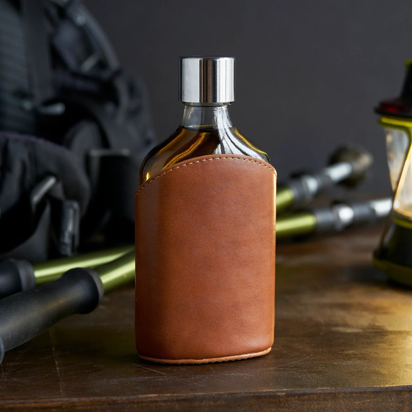 Admiral Parker Leather-Wrapped Glass Flask Viski®