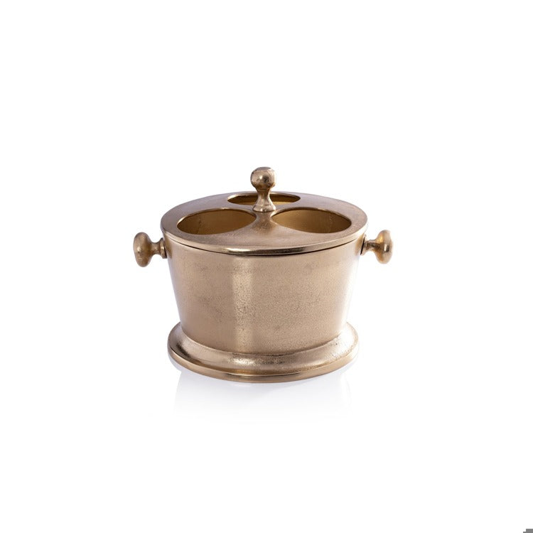 Raw Aluminum Three Bottle Wine Holder-Gold