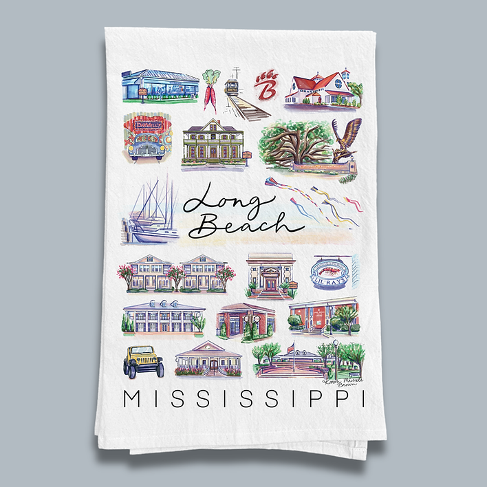 Karah Michele Art City Illustration Tea Towel
