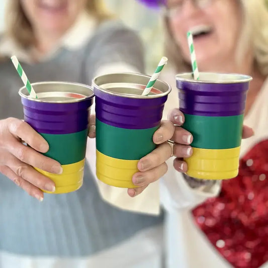 Mardi Gras Geaux Green Geaux Cups