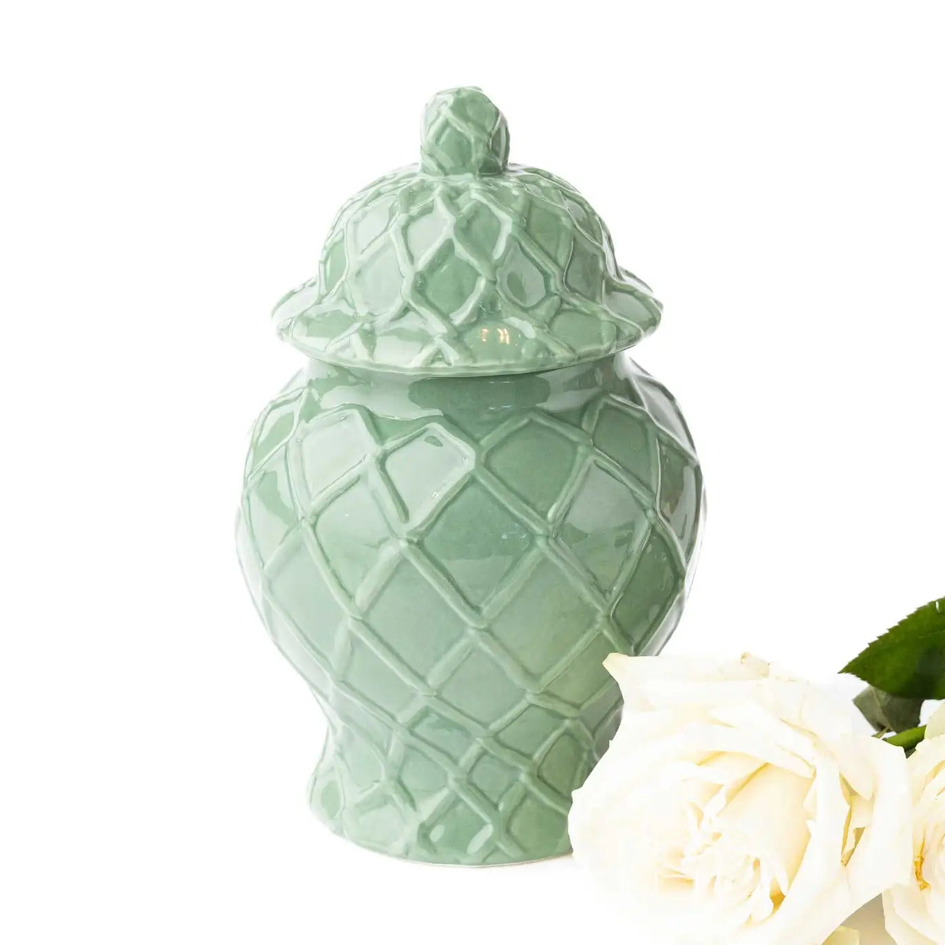 Green Textured Ginger Jar