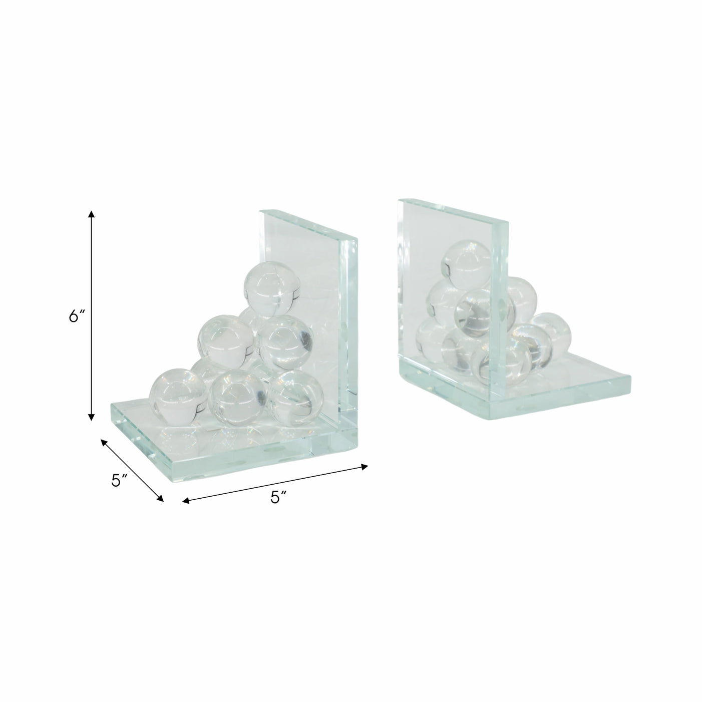 Bookends Set of 2 - Clear Crystal Spherical Accent