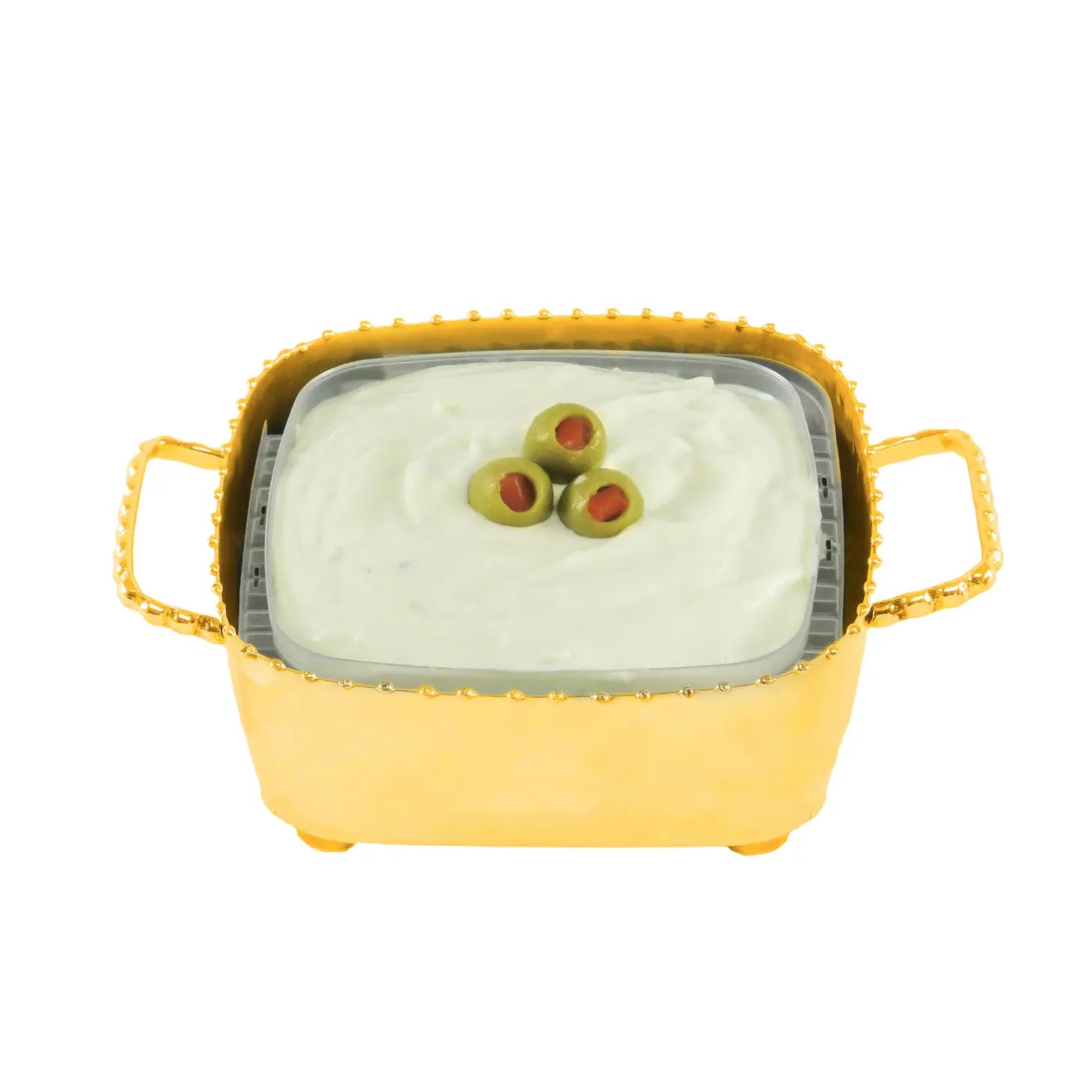 Small Beaded Square Container Holder with Spoon