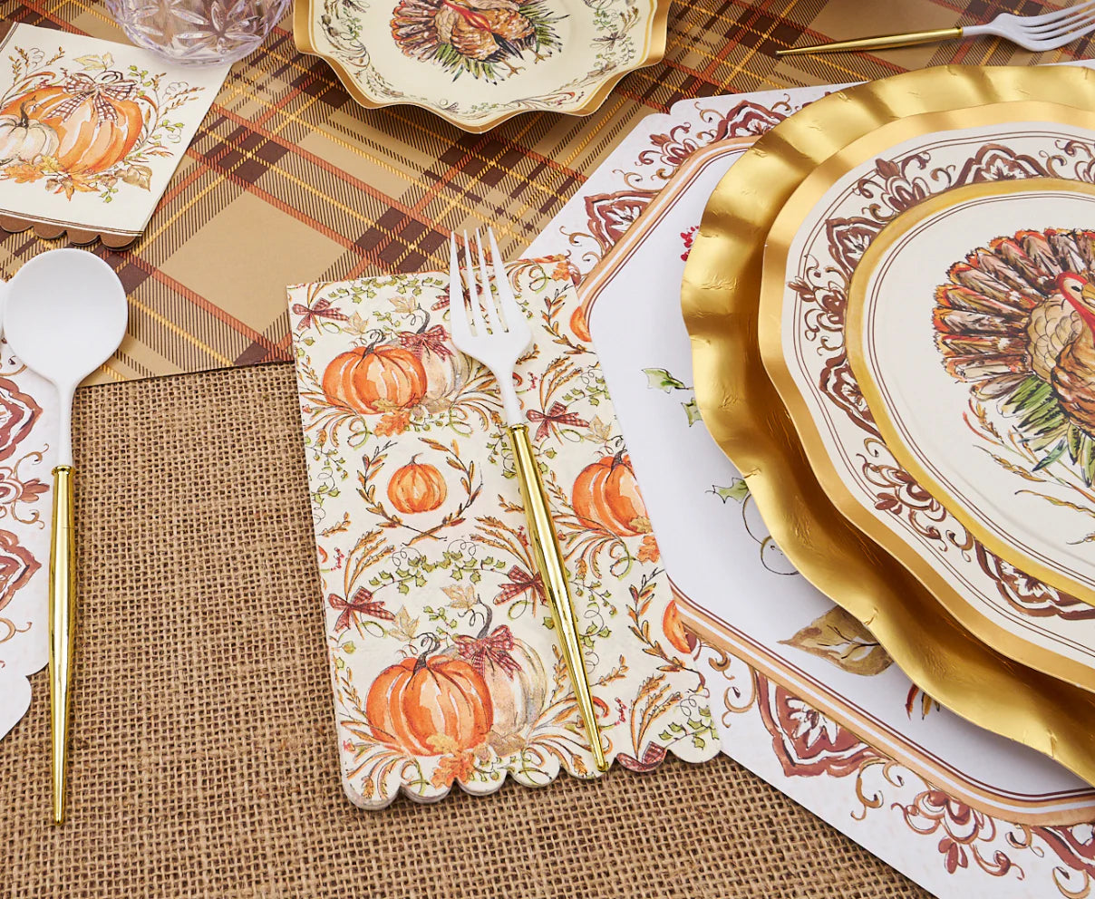 Ceramic Guest Towel Napkin Tray - Turkey & Gourds - Thumbnail 2