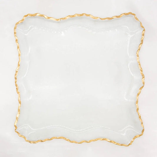 Montague Square Serving Tray Clear/Gold