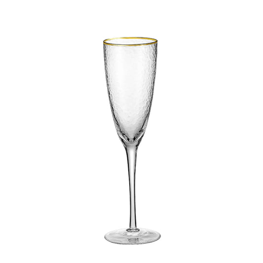Gold Rim Hammer Champagne Flutes