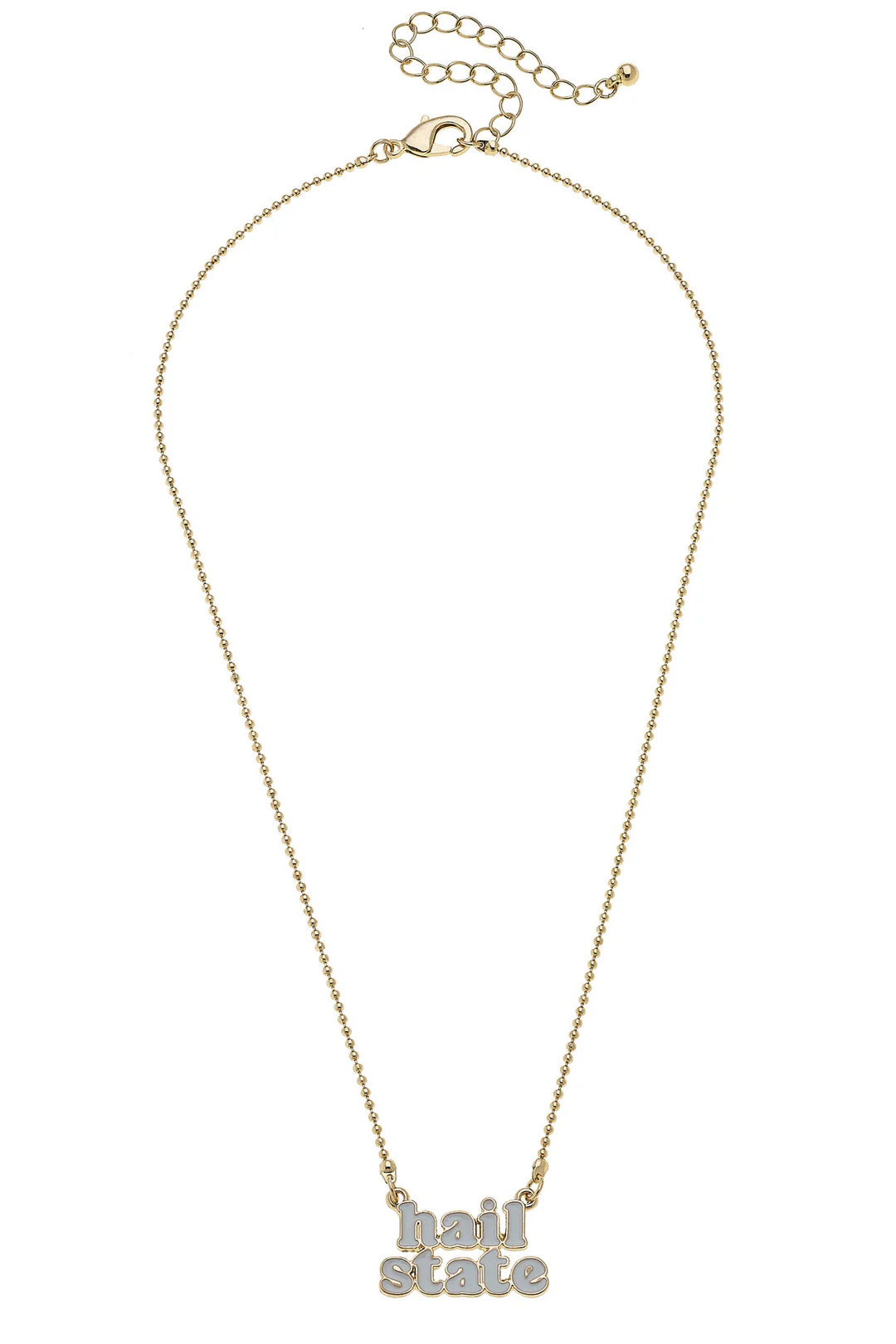 Mississippi State Bulldogs Slogan Necklace in White/Shiny Gold