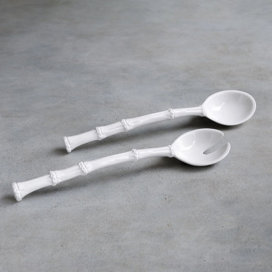 BB VIDA Bamboo Large Salad Servers (White)