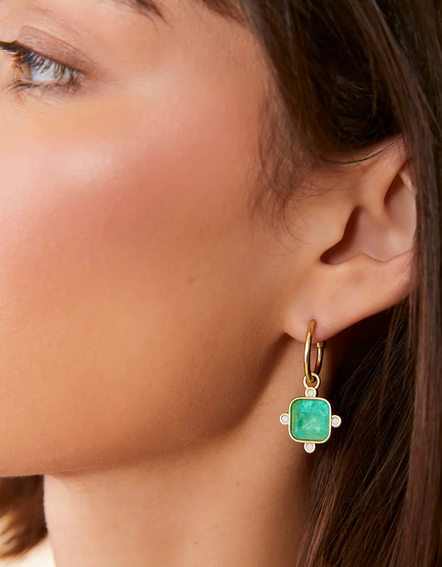 Chateau Convertible Hoop Earrings Ocean Green