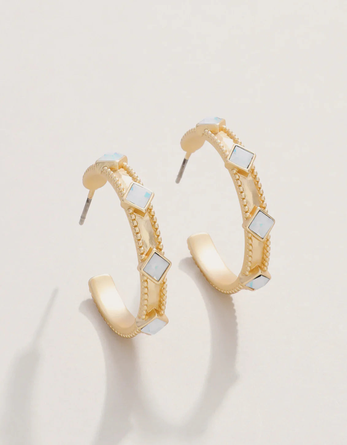 Harris Hoop Earrings 25mm White Opal