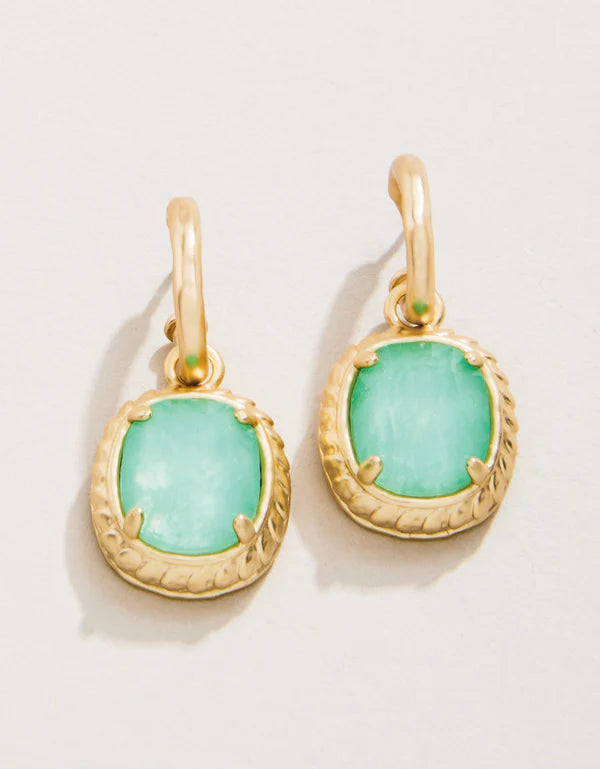 Karina Oval Drop Hoop Earrings Sea Foam