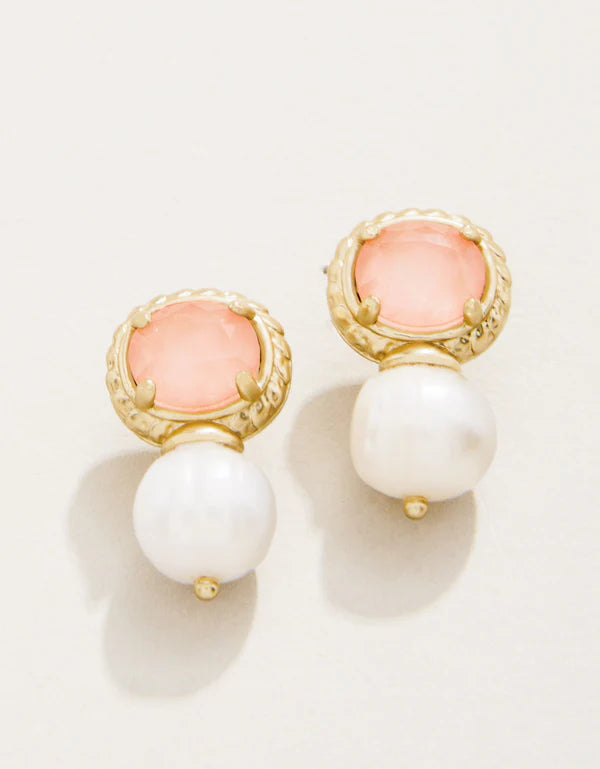 Karina Petite Pearl Stud Earrings Peach