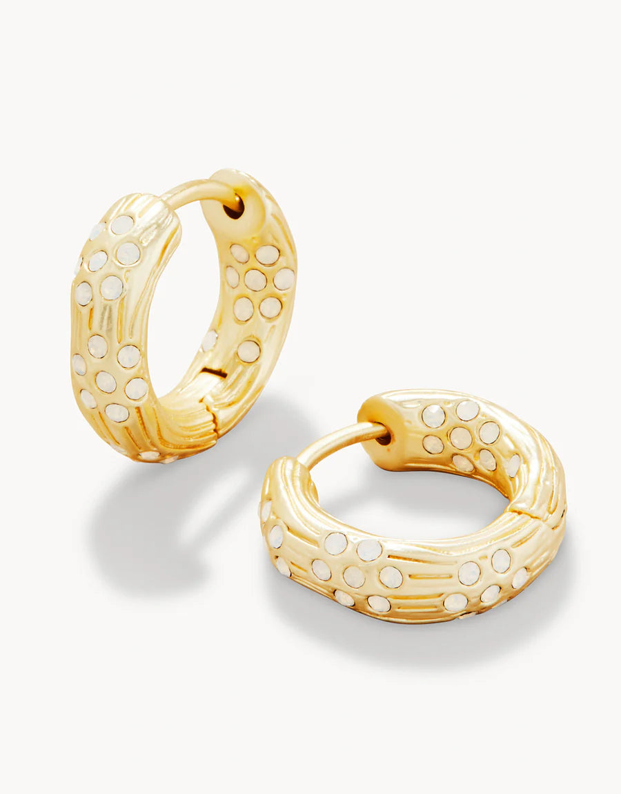 Sand Bar Midi Hoop Earrings White Opal