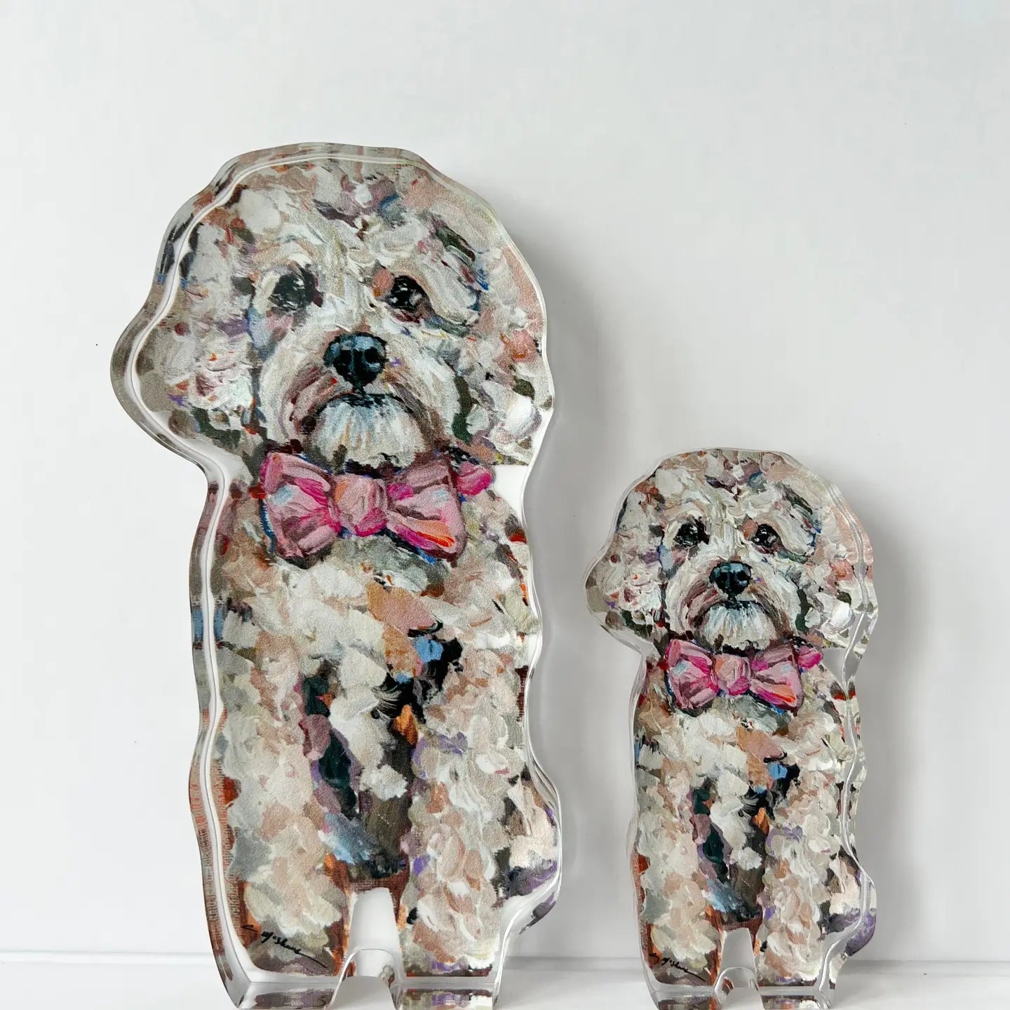 "Cavapoo Blonde with Pink Bow" Acrylic