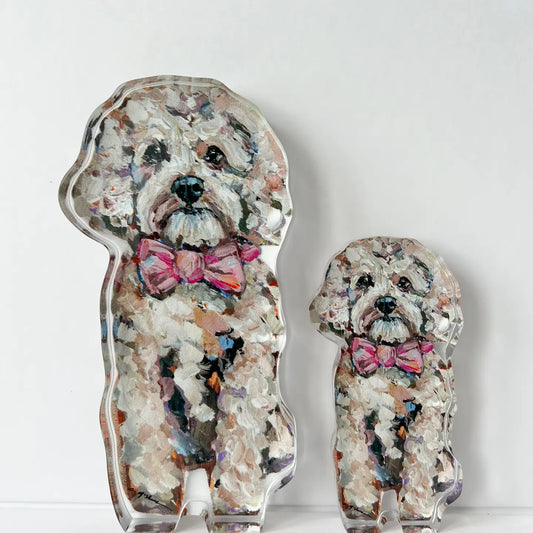 "Cavapoo Blonde with Pink Bow" Acrylic