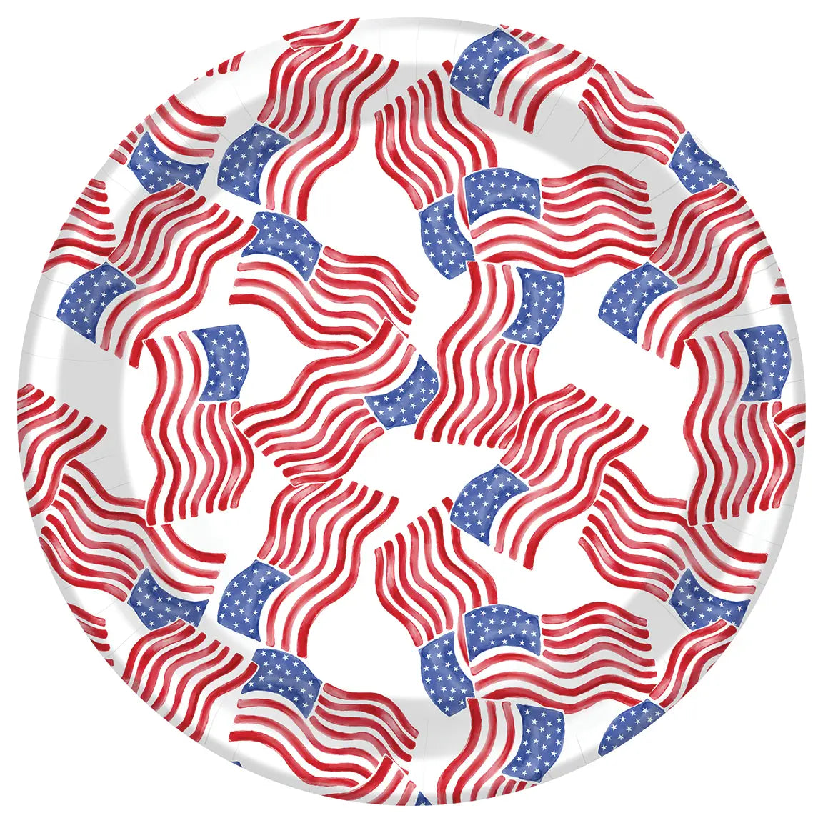 10" Square Paper Plate Stars & Stripes Allover Pack of 8