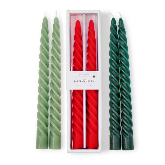 Set of 2 Twist Taper Candles in Gift Box