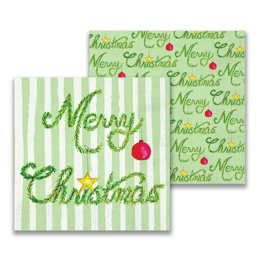 Merry Christmas Garland Cocktail Napkin