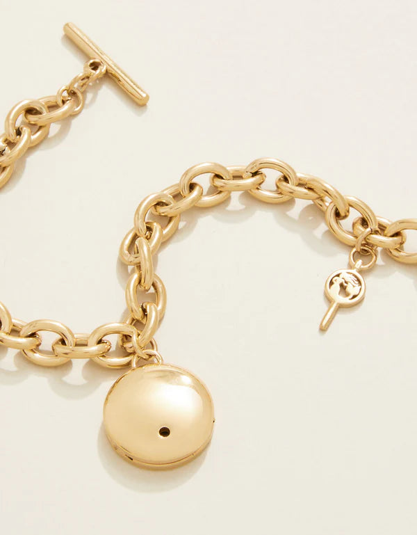 Mini Round Locket Toggle Bracelet 8" Mother-of-Pearl