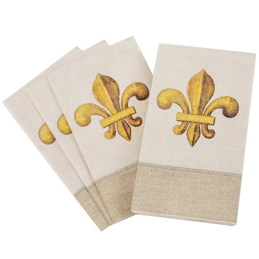 Clermont Fleur Guest Napkins Soft White/Gold 4.25x7.75
