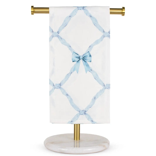Lillian Bow Hand Towel White/Blue 20x28