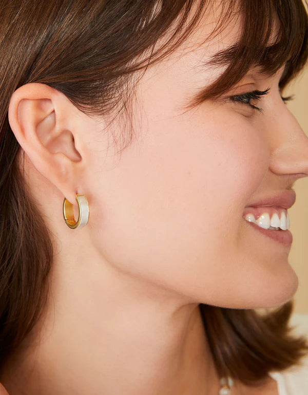 Mother-of-Pearl Midi Hoop Earrings Gold
