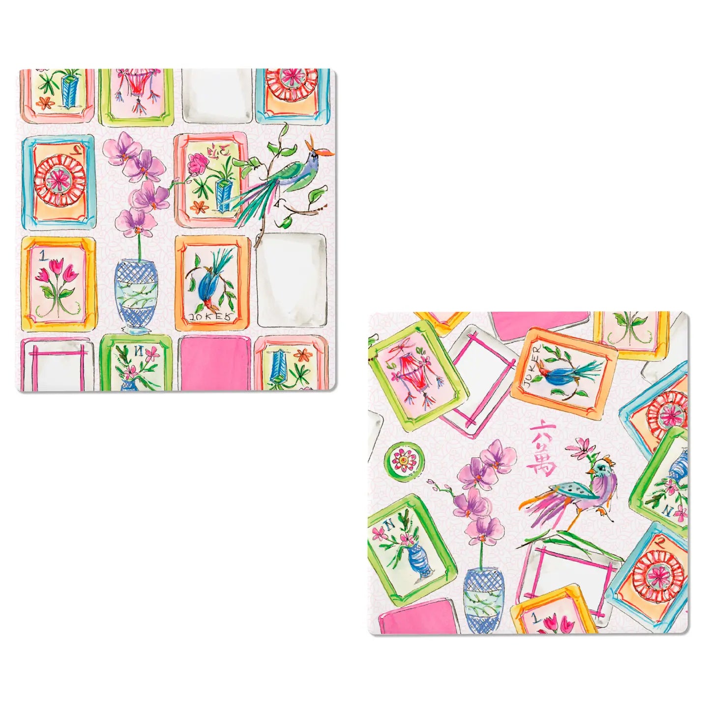 Mahjong Pink Ceramic Coasters