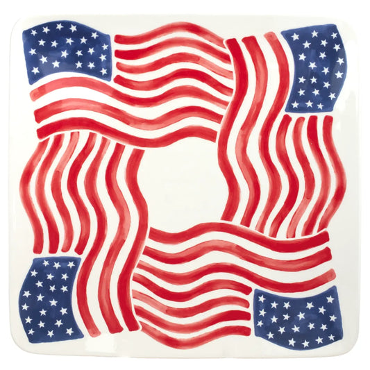 Stars & Stripes Square 12" Dia. Ceramic Platter