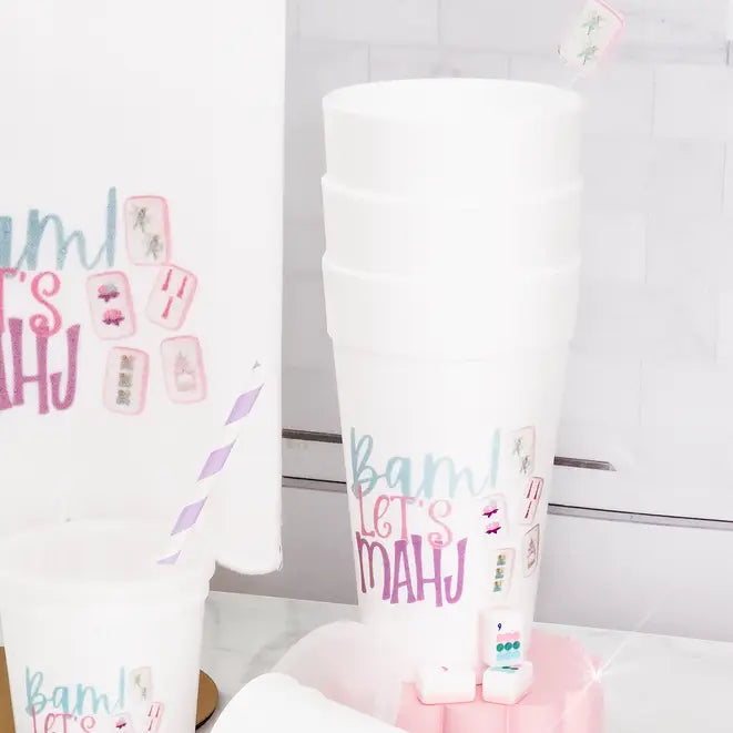 Bam Let's Mahj Styrofoam Cup | Set of 10 | 20 oz