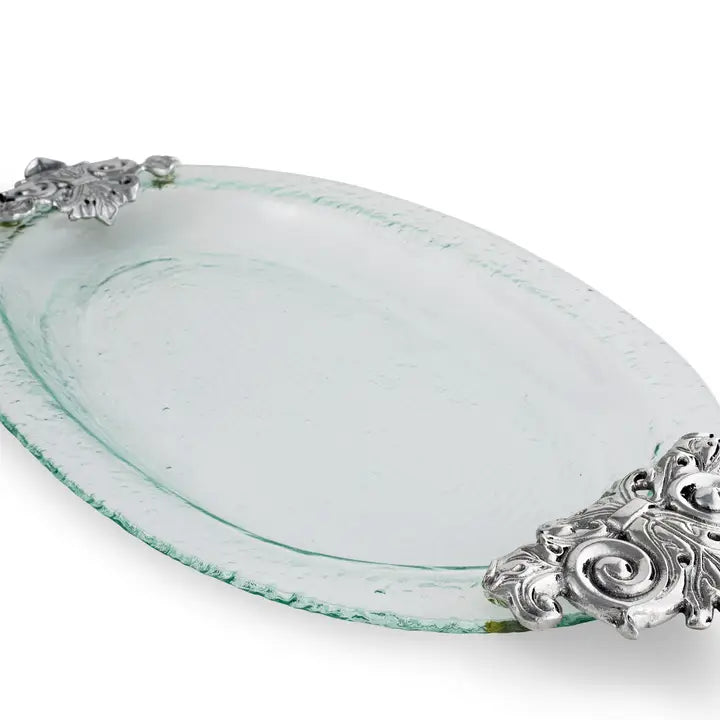 Arthur Court Fleur-De-Lis Glass Platter - Thumbnail 3