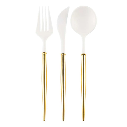 Gold Bella Plastic Cutlery/24pc, Service for 8