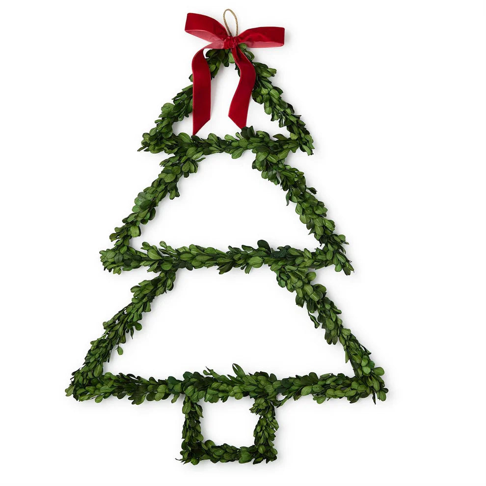 Boxwood Tree with Red Bow