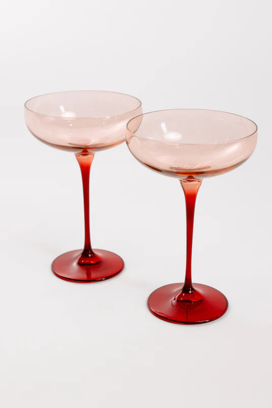 Estelle Colored Glass Champagne Coupe Stemware - Thumbnail 5