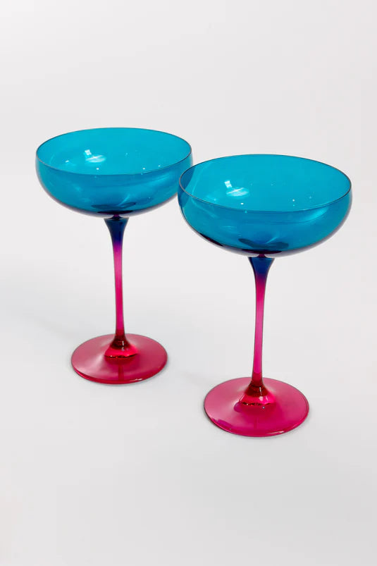 Estelle Colored Glass Champagne Coupe Stemware - Thumbnail 3