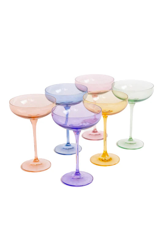ESTELLE COLORED CHAMPAGNE COUPE STEMWARE Color Block Pastel