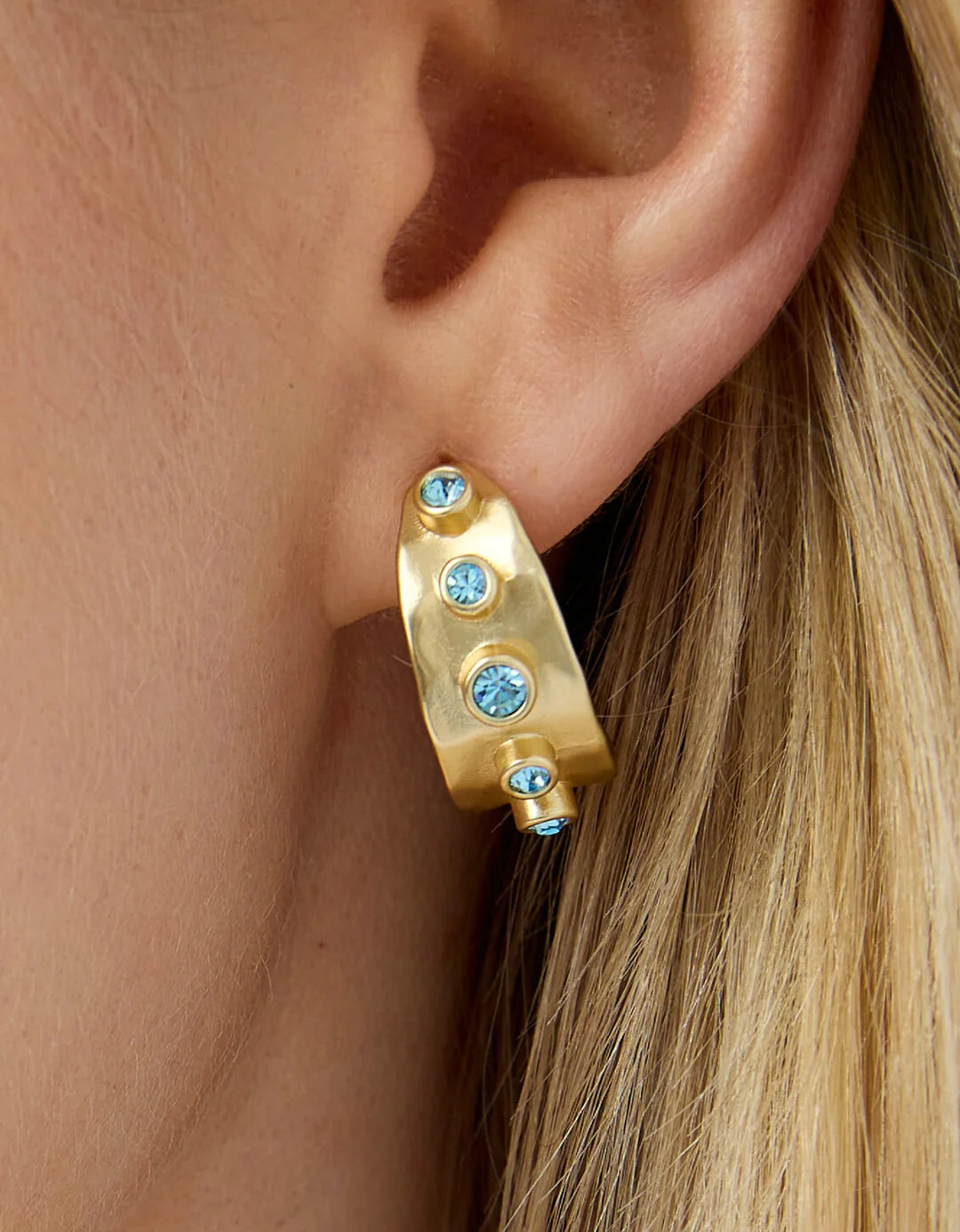 Estate Petite Hoop Earrings Blue