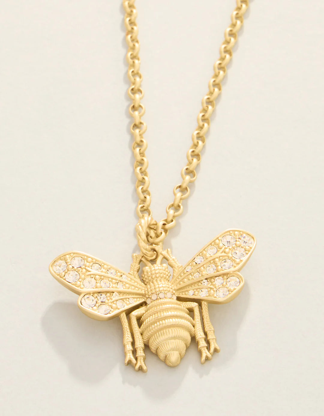 Vintage Bee Necklace 24" Crystal