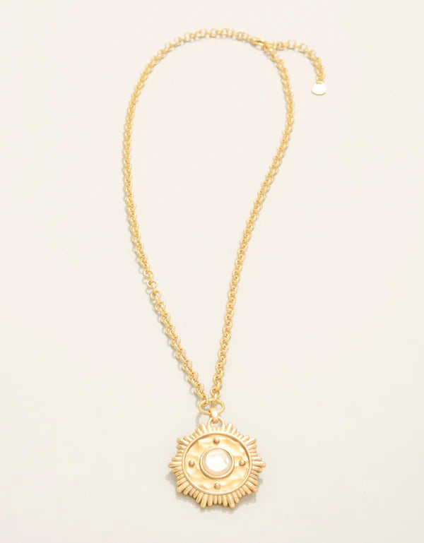 Centered Medallion Necklace 20" Mother-of-Pearl