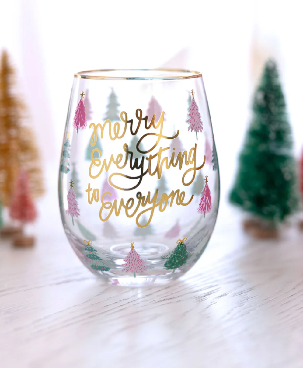 Stemless Christmas Wine Glass