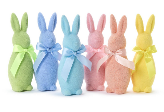 Easter Flocked Bunny with Bow Large