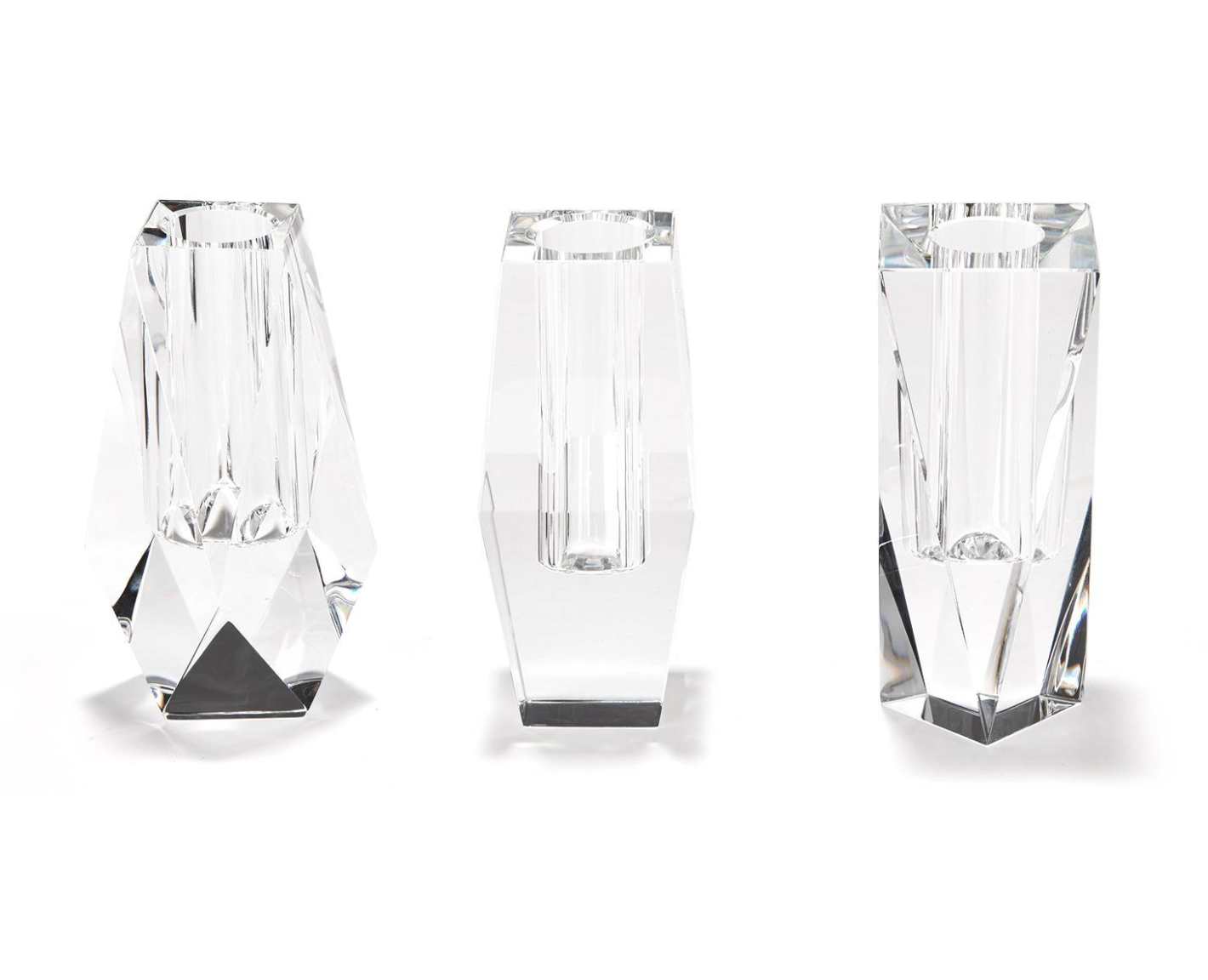 Faceted Hand-Cut Crystal Glass Bud Vase in Gift Box