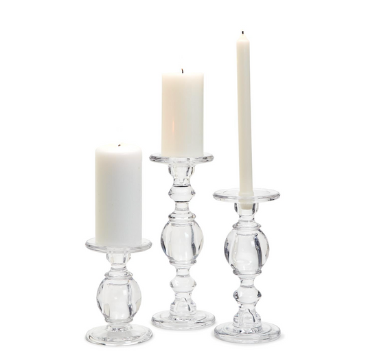 High-Glass Pedestal Candleholders