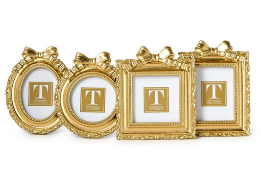 Vintage Gold Mini Photo Frame with Accent Bow Assorted Shapes
