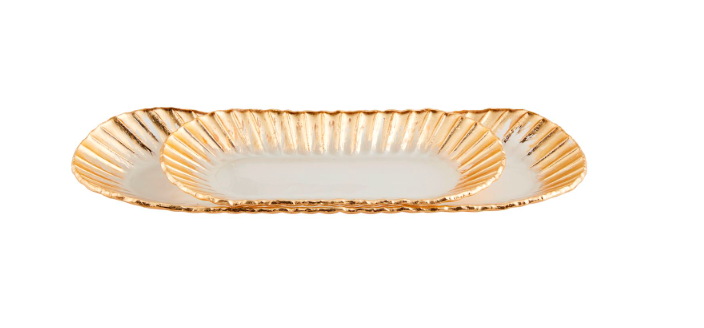 Mud Pie Gold Edge Ruffle Tray