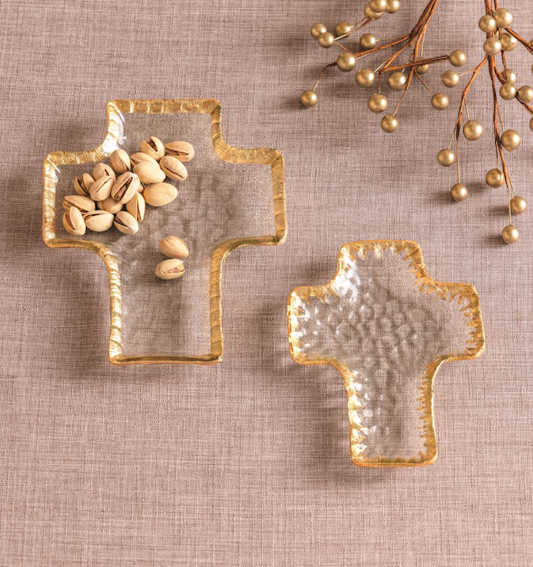 Gold Edge Cross Tidbit Tray