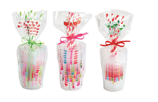 Holiday Party Cup & Straw Sets