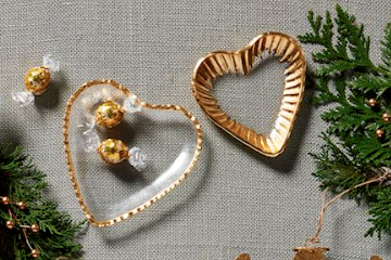 Gold Edge Heart Tidbit Tray