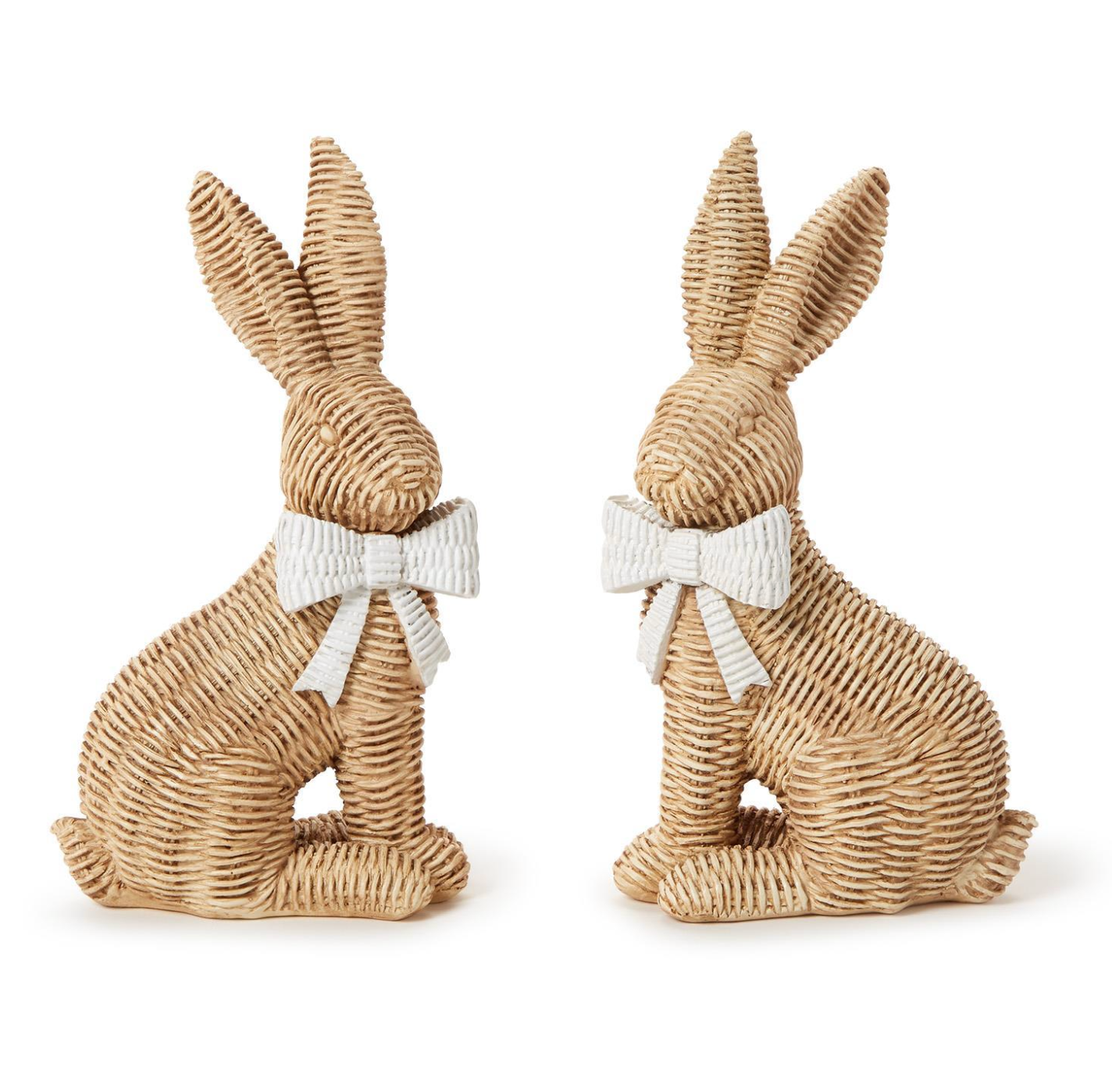 Wicker Weave Pattern Easter Bunnies with Bow