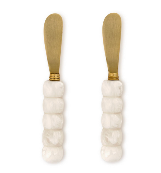 Modern Pop Set of 2 White Beaded Spreaders