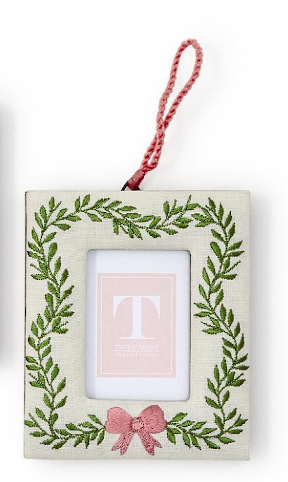 Holiday Memories 2 1/4" x 3" Embroidered Photo Frame Ornament Assorted 3 Designs